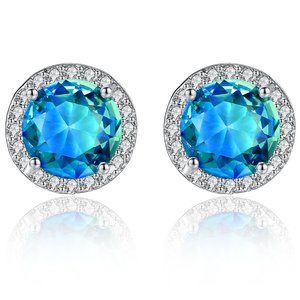 💎 Blue Gold Plated AAA Zirconia Stud Earrings